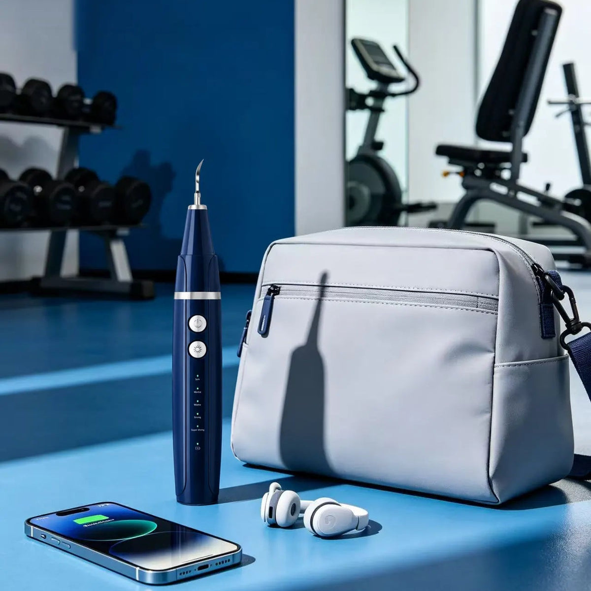 Vtiisamao cordless electric plaque remover with gym bag – portable teeth cleaning tool for post-workout and travel use