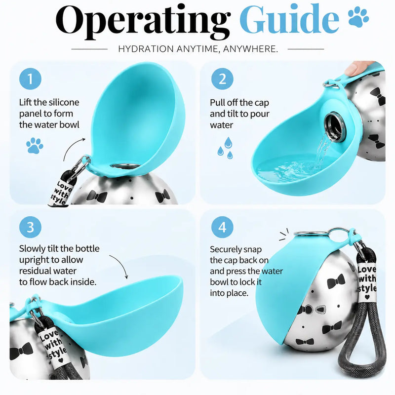 PawSip Travel Bottle – Portable Dog Water Bottle with Fold-Out Bowl