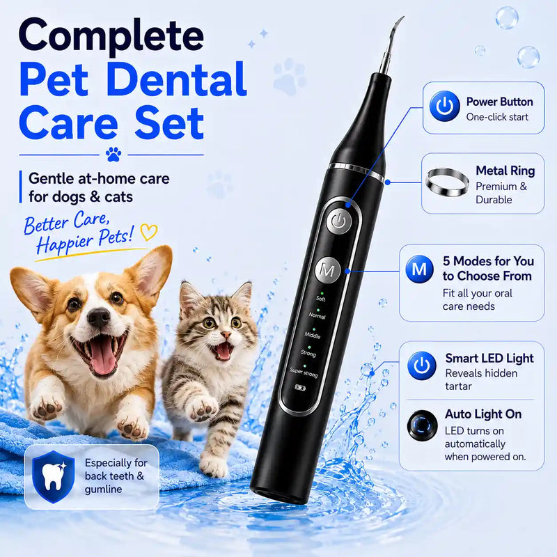 Vtiisamao Complete Pet Dental Care Kit — At-Home Tartar Remover for Dogs & Cats