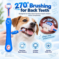 Pet Dental Care Kit for Dogs & Cats – Beef Flavor Toothpaste & 3-Sided Toothbrush | VTIISAMAO