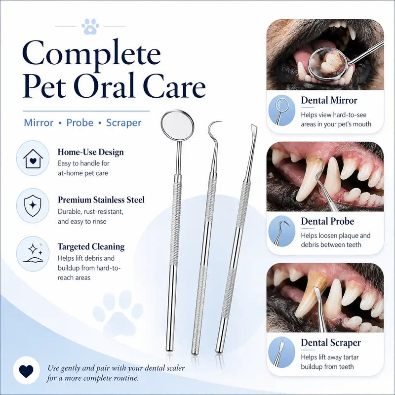 Vtiisamao Complete Pet Dental Care Kit — At-Home Tartar Remover for Dogs & Cats