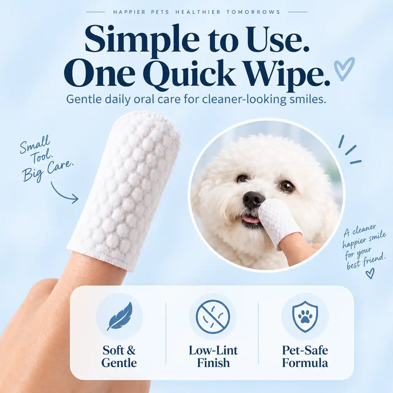 Pet Dental Finger Wipes for Dogs & Cats – 60 Count
