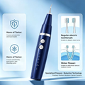 Rechargeable electric dental scaler designed for removing stubborn tartar and plaque at home, featuring pressure control technology for safer teeth cleaning