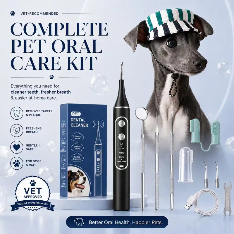 Vtiisamao Complete Pet Dental Care Kit — At-Home Tartar Remover for Dogs & Cats