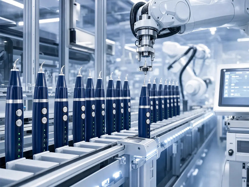 dental care devices on automated robotic assembly line in state-of-the-art manufacturing facility